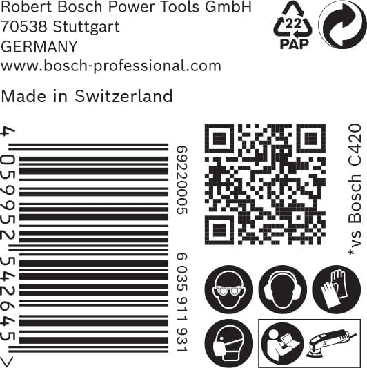 Bosch 50x EXPERT C470 Schleifblatt (für Farbe auf Holz, Hartholz, Ø 93x93 mm, Körnung 40, Profession