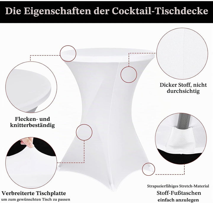 Pesonlook 6er-Set Stretch Stehtisch Husse für Bistrotisch Ø 80-85 cm Elegante,Verstärkung im Fussber