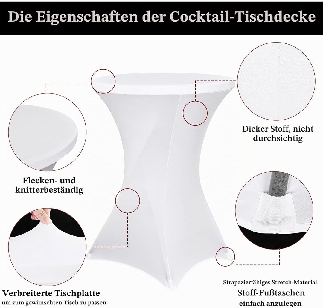 Pesonlook 6er-Set Stretch Stehtisch Husse für Bistrotisch Ø 80-85 cm Elegante,Verstärkung im Fussber