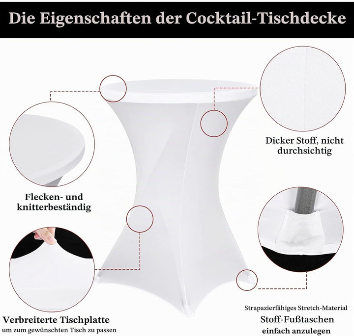 Pesonlook 6er-Set Stretch Stehtisch Husse für Bistrotisch Ø 80-85 cm Elegante,Verstärkung im Fussber