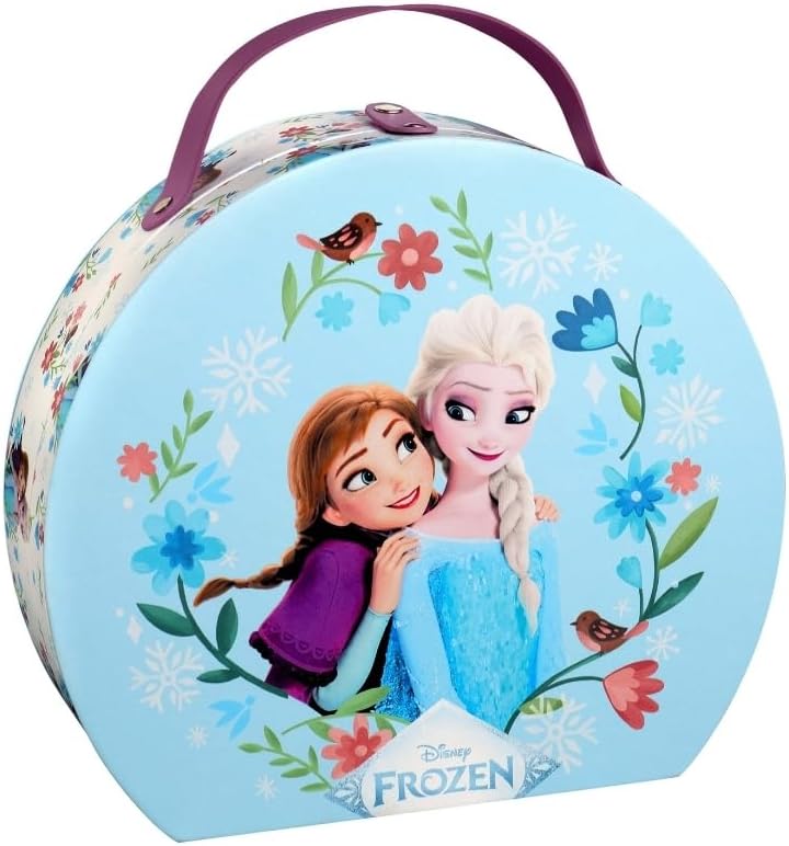 Disney Frozen Runder Make-up Koffer | Kinder Schminkkoffer mit Lipgloss, Lidschatten, Nagellack & Sp