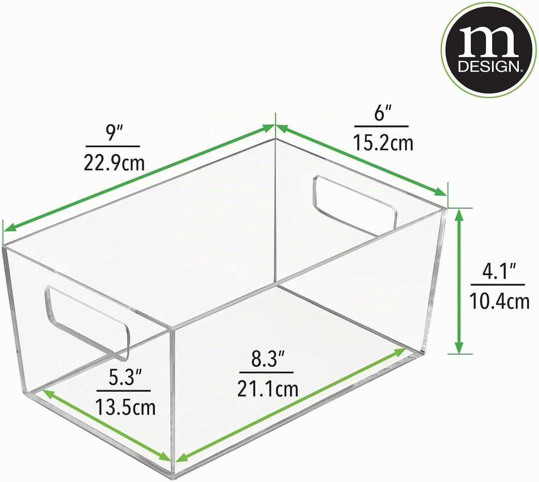 mDesign 2er-Set Ablagebox mit integrierten Griffen – transparente Aufbewahrungsbox mit ansprechendem