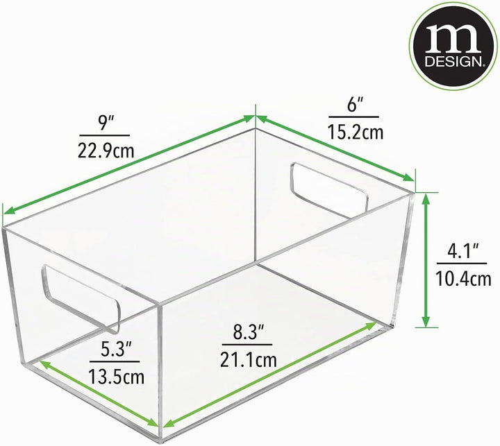 mDesign 2er-Set Ablagebox mit integrierten Griffen – transparente Aufbewahrungsbox mit ansprechendem