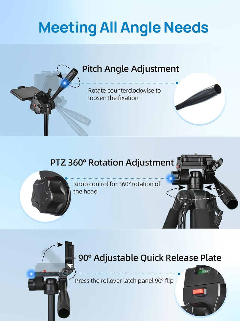 Moman Kamera Stativ, TP59F Aluminium Leichte Camera Dreibeinstative mit Kopf 150cm Höhe DSLR Fotosta