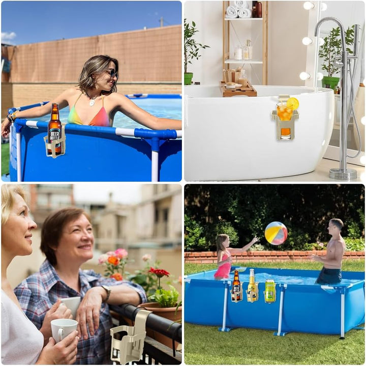 4 Stück Getränkehalter Poolrand, Pool Becherhalter Wasserbecher-Hängehalter Getränke Halterung Pools