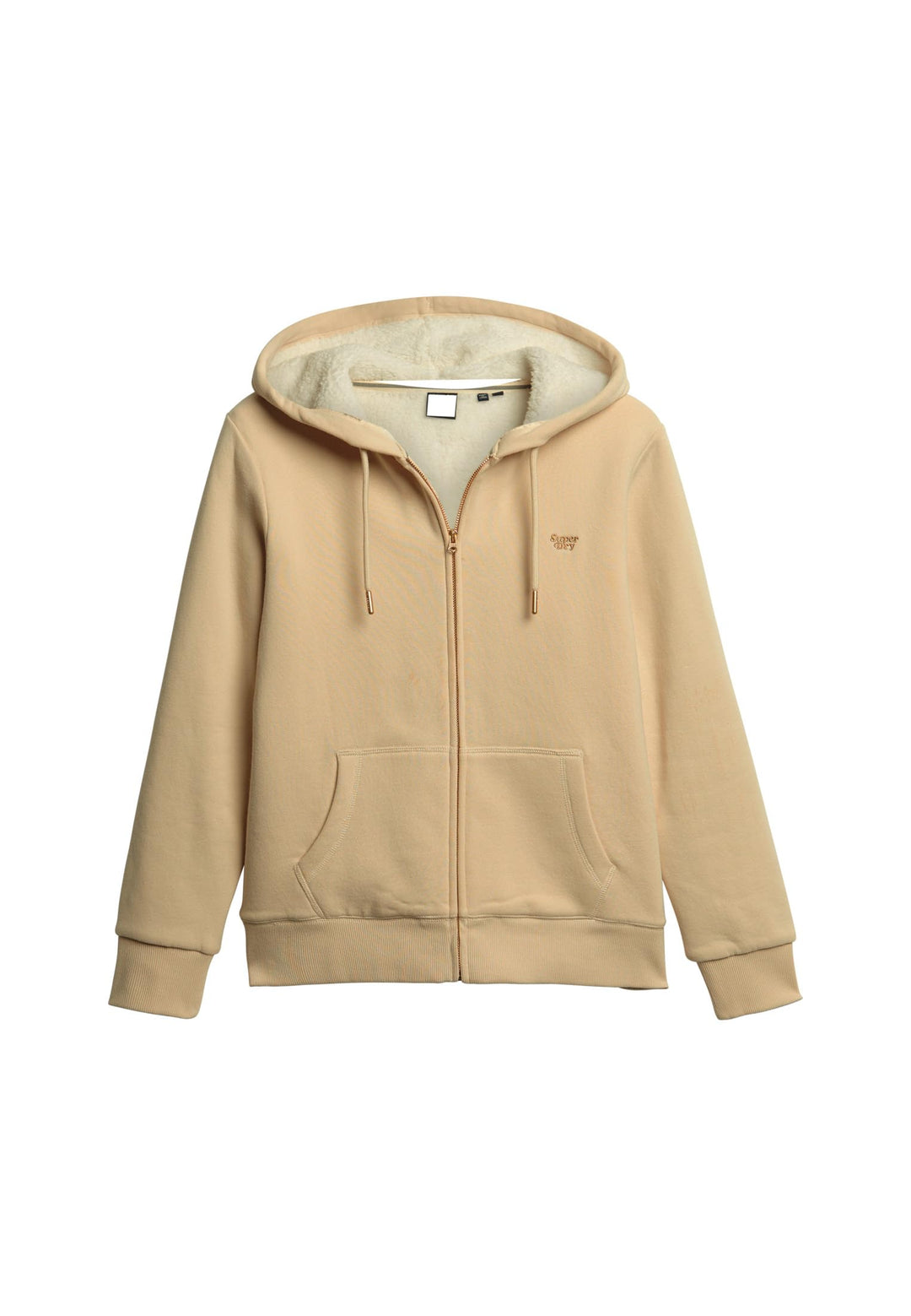 Superdry Damen Essential Borg Lined Ziphood Sweatshirt, Tapioka-Creme, 38