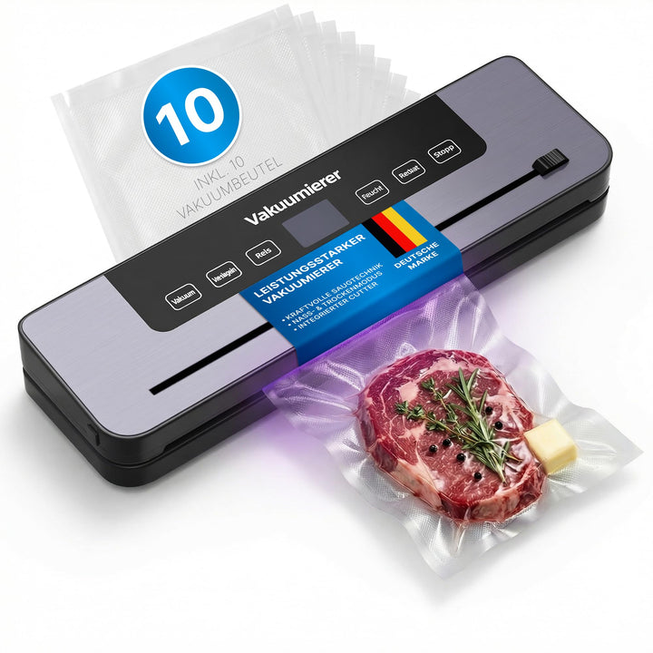 LUNARIA [PREMIUM] Automatischer Vakuumierer – Profi Vakuumiergerät für Lebensmittel, Nass & Trocken,