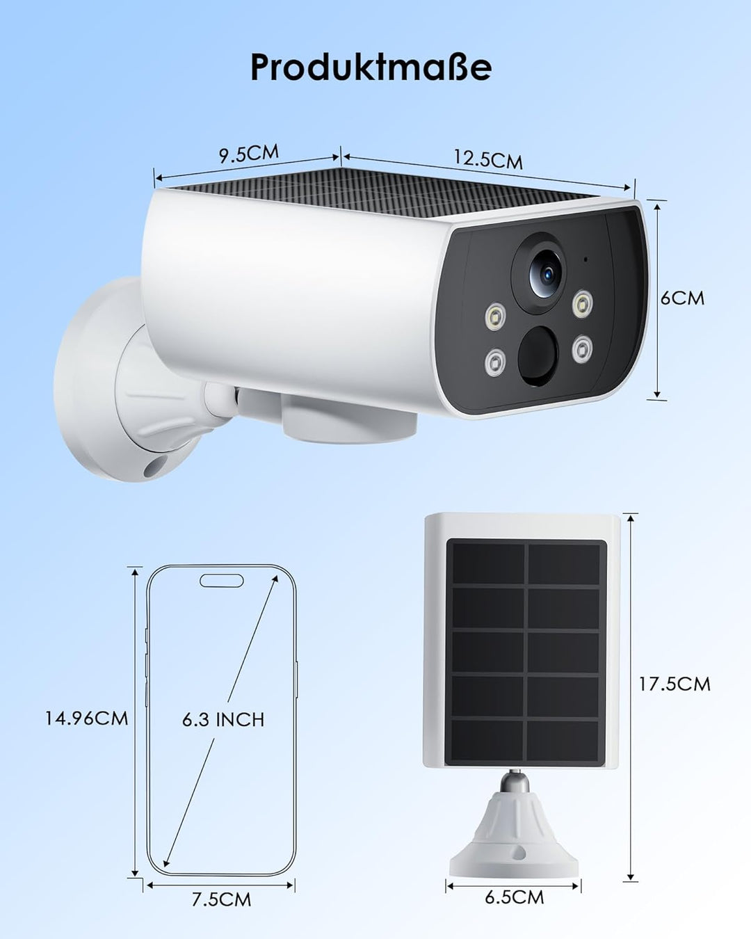 5MP Überwachungskamera Aussen Akku, Magnetische Montage, Kabellose Solarkamera für Aussen, 300° Hori