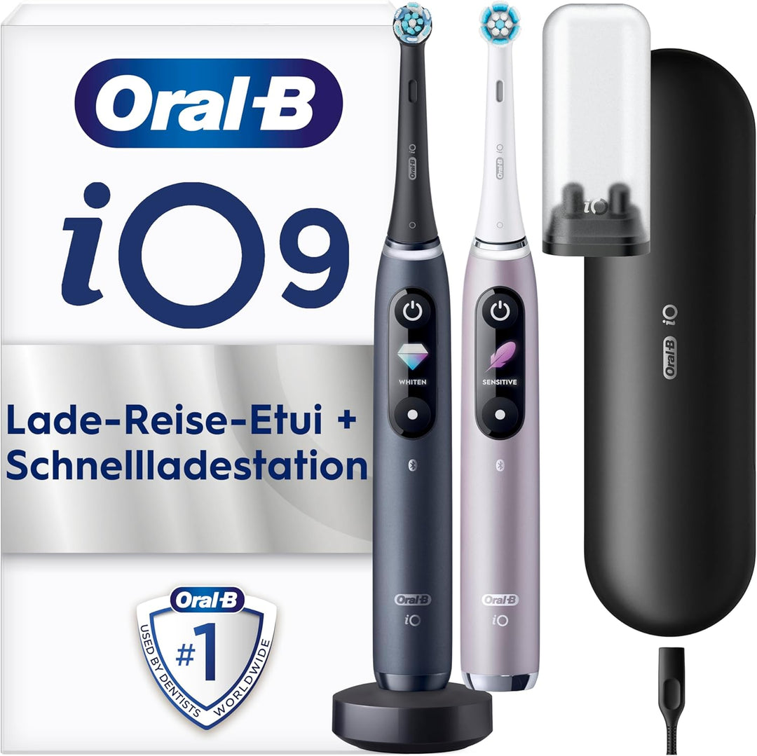 Oral-B iO Series 9 Elektrische Zahnbürste/Electric Toothbrush, Doppelpack +3 Aufsteckbürsten, 7 Putz