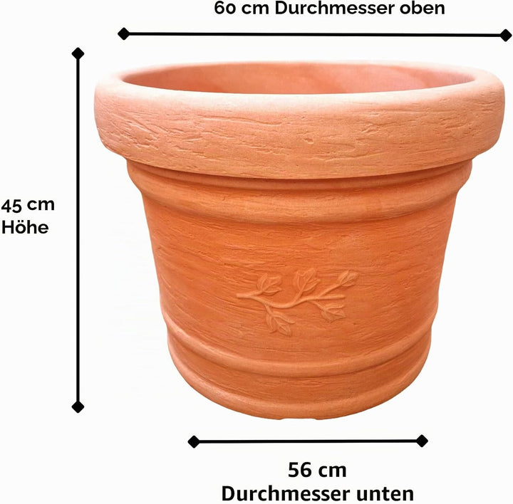 Terrastone Kunststoff Pflanzkübel - 60x56x45cm Blumenkübel wetterfest - Übertopf Pflanzgefäss mit De