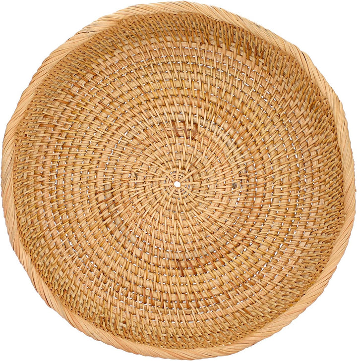 IGNPION Rattan-Aufbewahrungsschale aus gewebtem Obstkorb, rund, 26 cm, Brot-Servierkörbe, Snack-Eier