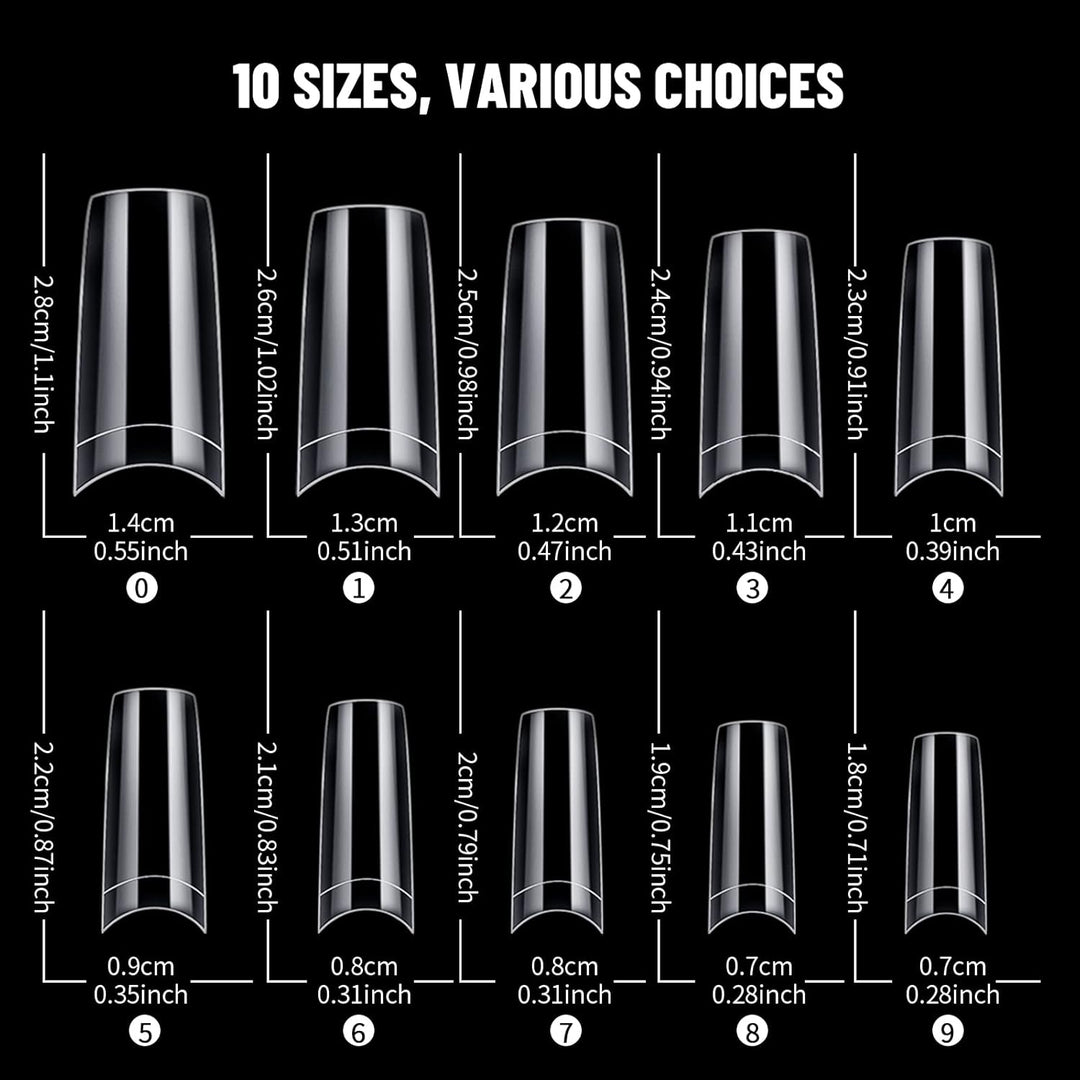 Nageltips für Gelnägel, Venares 500 Stk. Acryl Künstliche Nägel 10 Grössen Nageltips mit Kleber Näge