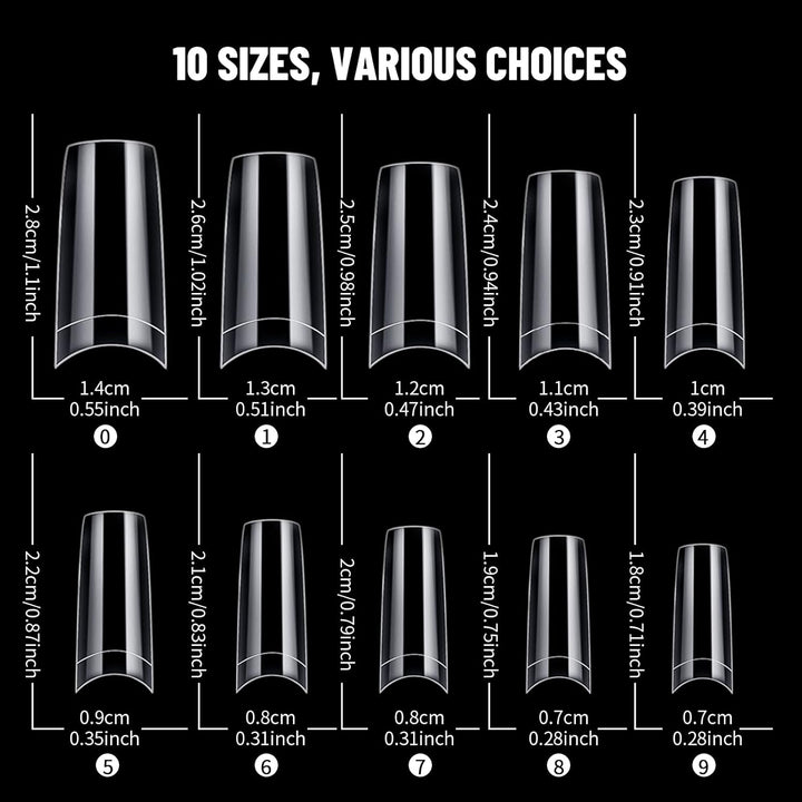 Nageltips für Gelnägel, Venares 500 Stk. Acryl Künstliche Nägel 10 Grössen Nageltips mit Kleber Näge