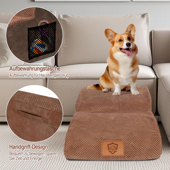 MASTERTOP Hundetreppe 2 Stufen- Breiter Hunderampe Katzentreppe, Hochdichtem Schaumstoff Haustiertre