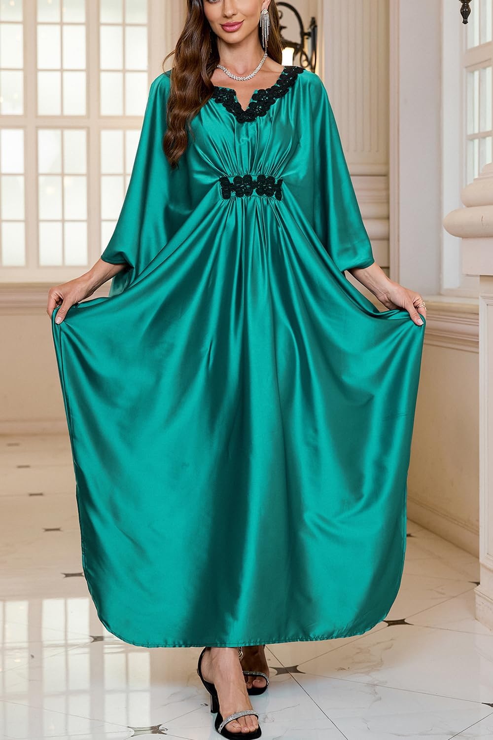Women Roomy Nightgown Long Loungewear Cardigan Kimono Beach Dress Bikini Cover ups Tops Einheitsgrös