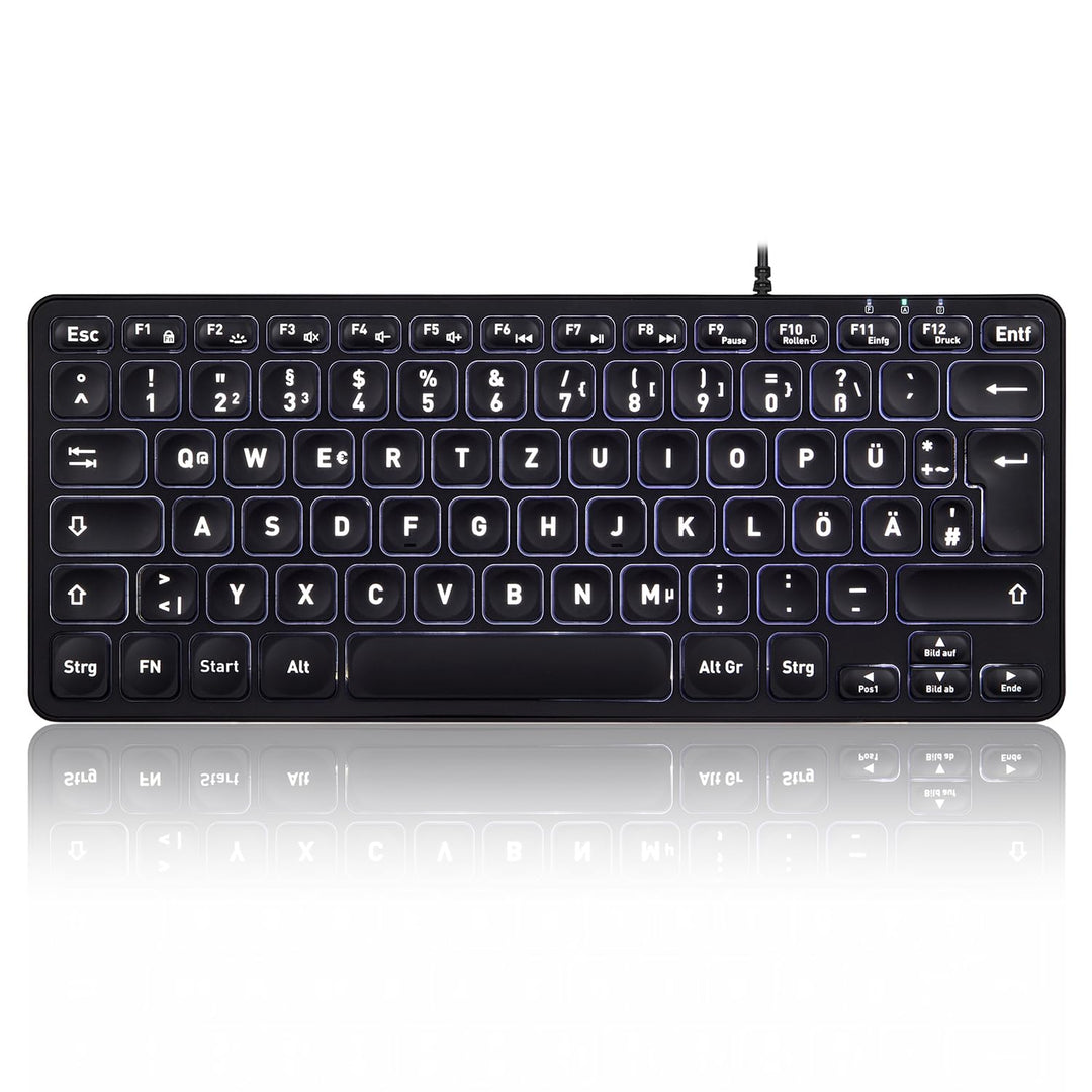 Perixx PERIBOARD-332 Kabelgebundene Mini-USB-Tastatur mit Hintergrundbeleuchtung, schlankes Design m