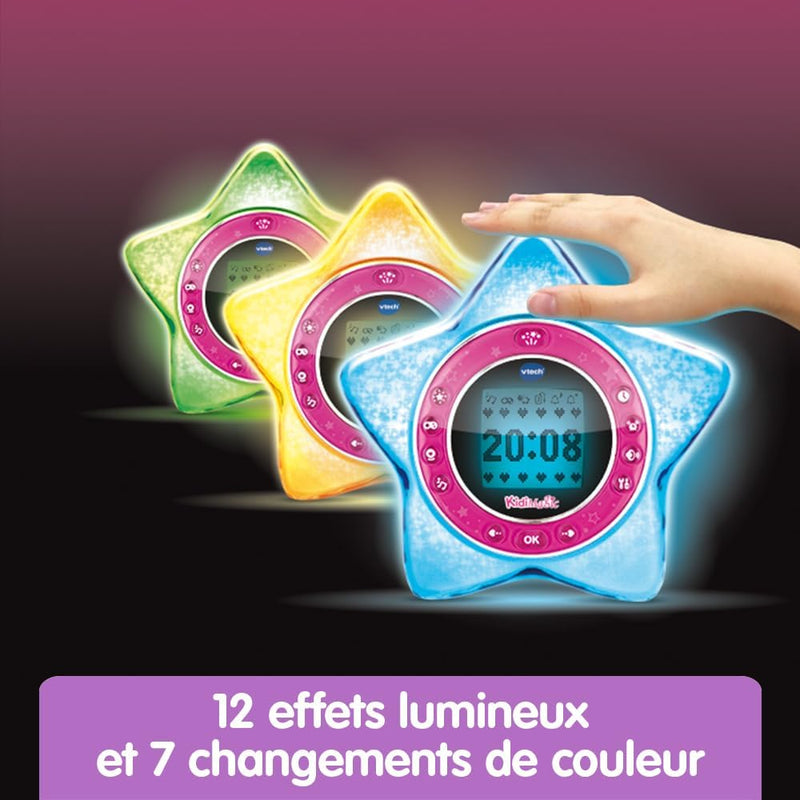 VTech - KidiMagic StarLight Rose — Interaktiver Kinderwecker, Radiowecker mit Lautsprecher und animi