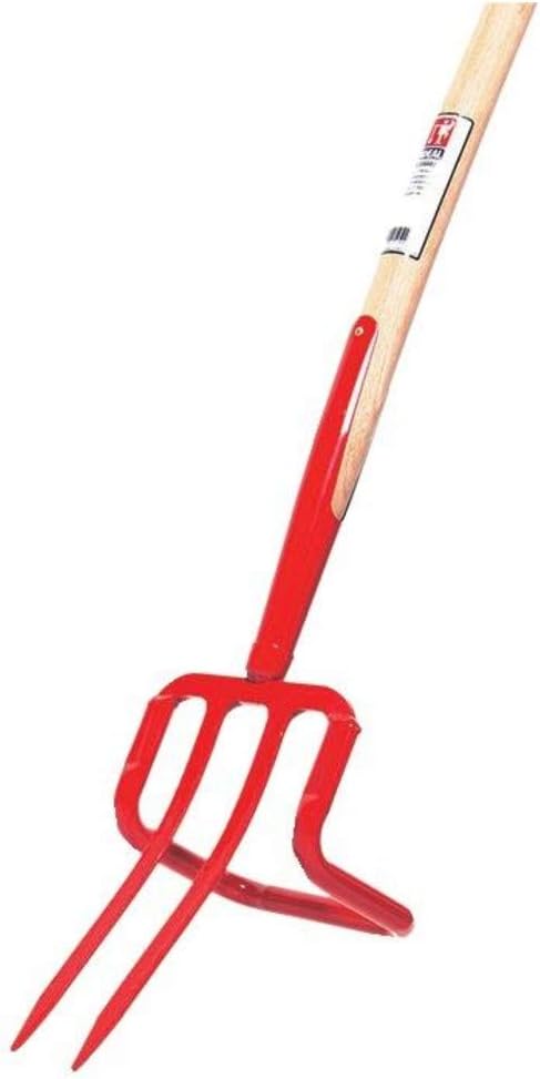 Ideal Unkrautstecher mit Bügel 2 Bajonettzinken, Rot/Beige, 19 x 15 x 112 cm