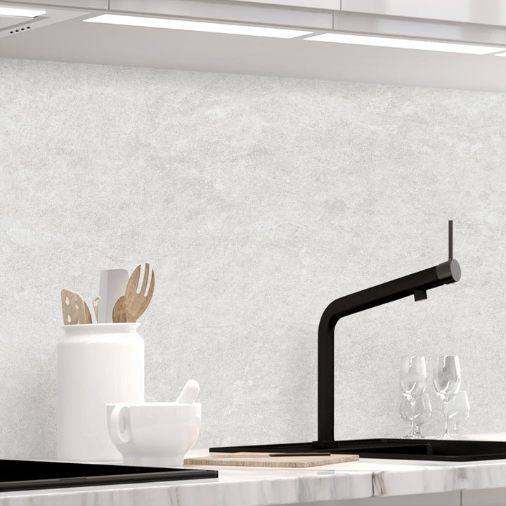 Küchenrückwand selbstklebend Glasoptik - WHITE NATURAL STONE - 1.8mm, versteift, alle Untergründe, H