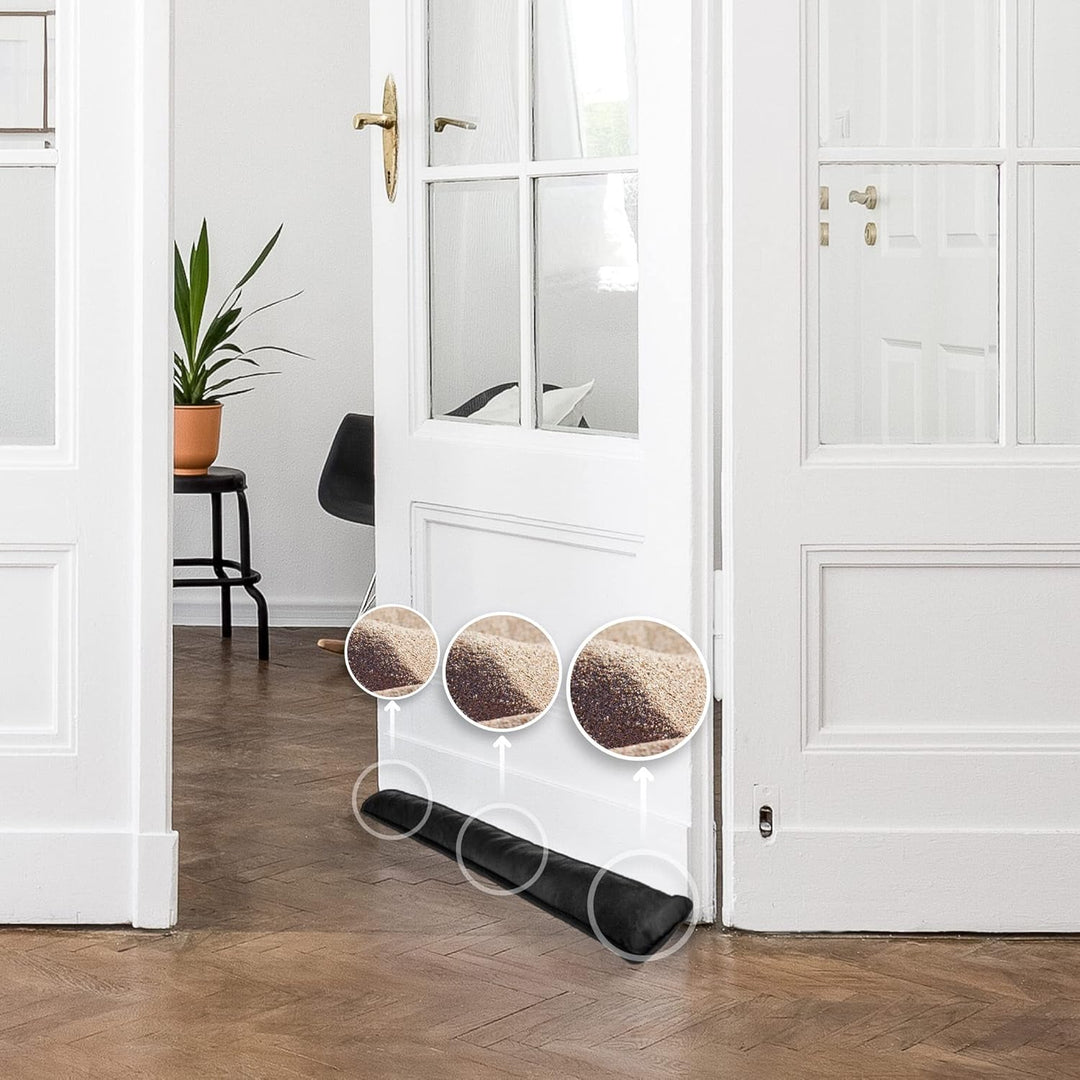 COM-FOUR® 2X Zugluftstopper für Tür und Fenster - Microfaser Windstopper- Energie sparen mit Luftzug
