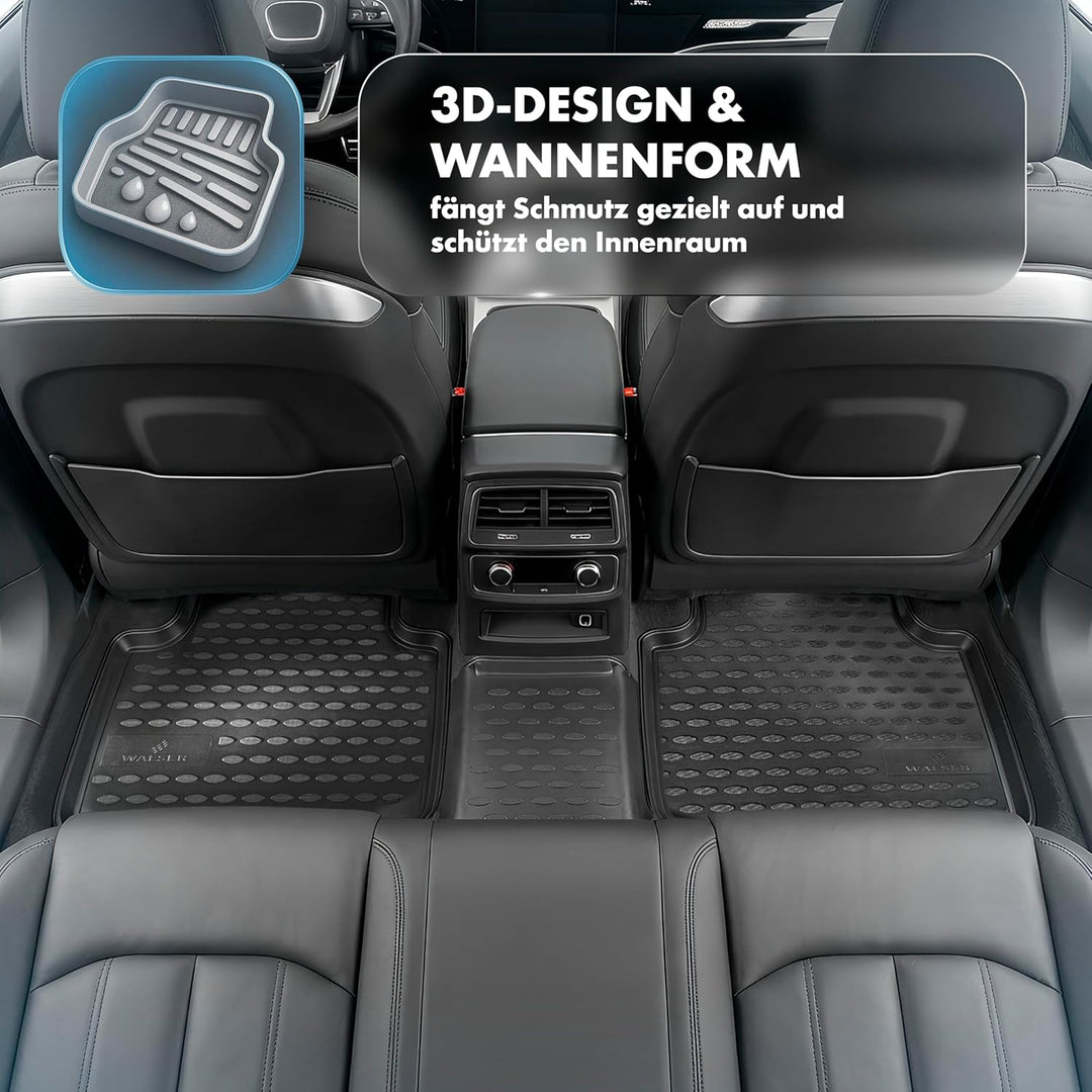 WALSER XTR Gummi Fussmatten Auto für Peugeot Rifter/Citroen Berlingo 2018-Heute, 5-Sitzer, 100% pass