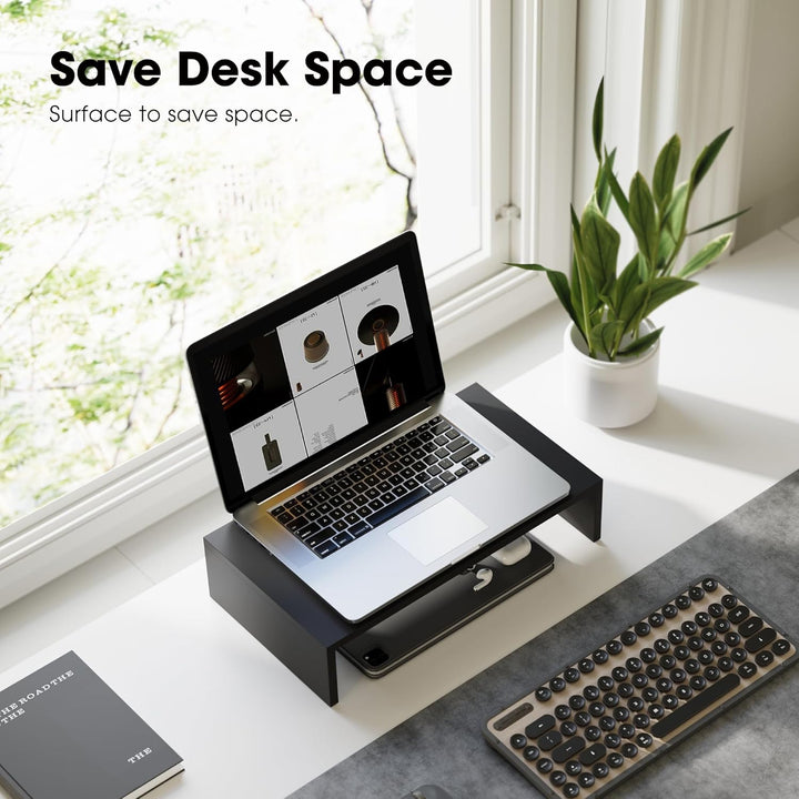 FITUEYES Monitorständer Bildschirmständer aus Holz Ergonomischem Laptop-Druckerständer für Monitor L