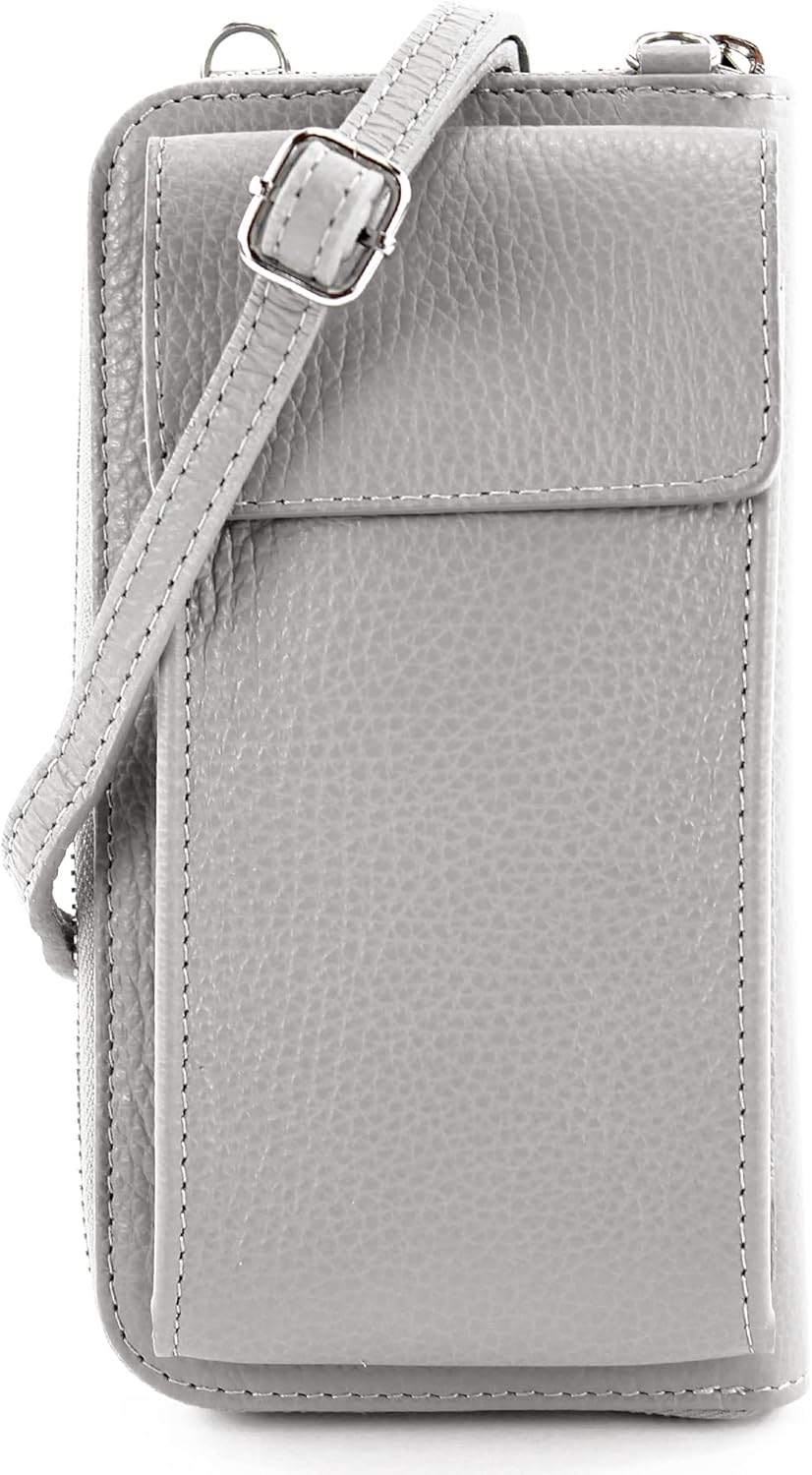 modamoda de - P06 - ital. Damen Umhängetasche Geldbörse Handytasche Leder Telegrau, Telegrau