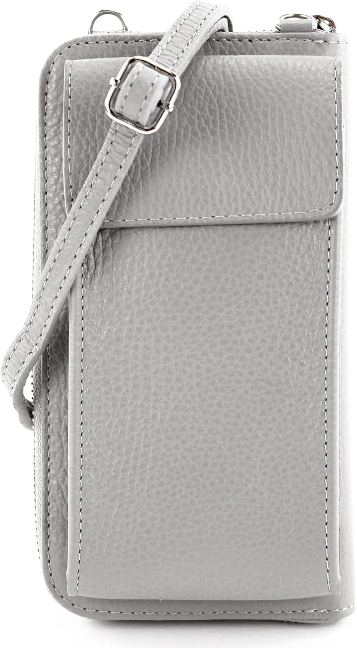 modamoda de - P06 - ital. Damen Umhängetasche Geldbörse Handytasche Leder Telegrau, Telegrau