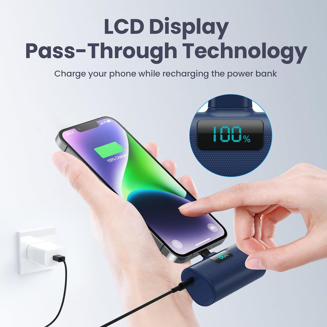 Mini Powerbank 5200mAh für iPhone, Klein Power Bank 20W PD 4.0A Schnellladefunktion Externer Akku, C