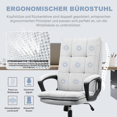 BASETBL Bürostuhl Schreibtischstuhl Ergonomisch, Stoff Chefsessel mit gepolsterter Armlehne und weic