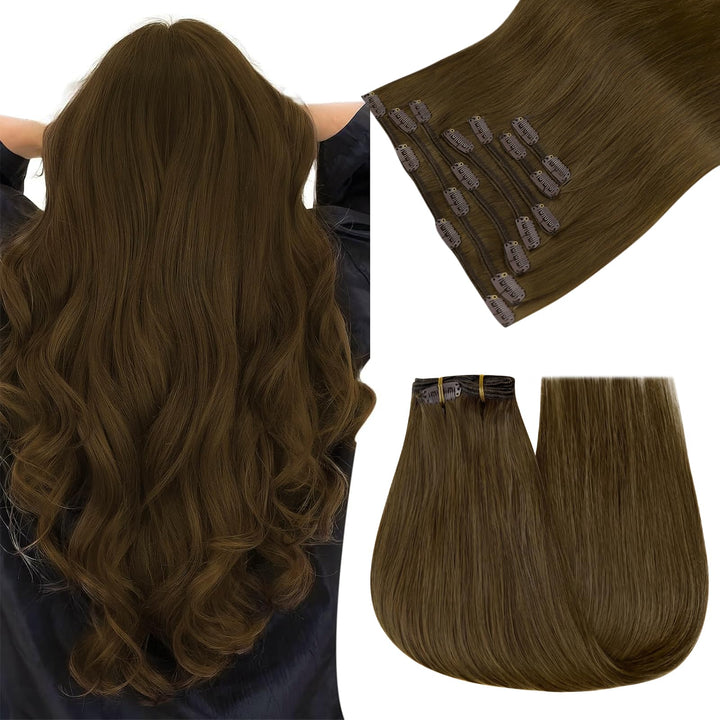 Easyouth Extension Echthaar Clip in Braun Extensions Clip in Echthaar Remy Clip in Haarverlangerung