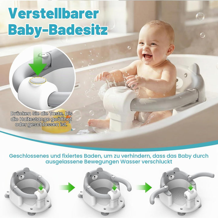 Highbird Badewannensitz Baby ab 6 Monate, Rutschfester Badesitz mit 4 Starken Saugnäpfen und Weichem