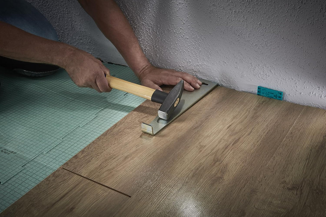 wolfcraft Geling-Set zum Laminat- und Designboden verlegen I 6975000 I Zugeisen, Schlagholz und 30 U
