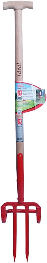 Ideal Unkrautstecher mit Bügel 2 Bajonettzinken, Rot/Beige, 19 x 15 x 112 cm