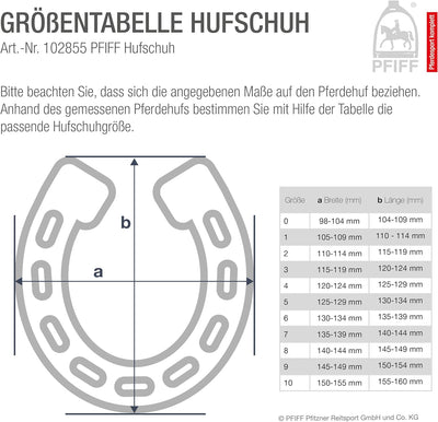 Pfiff 102855 Pferde Hufschuh Behandlungsschuh, 1 Stück, Schwarz-Blau Gr. 9 1 Stück 9, 1 Stück 9