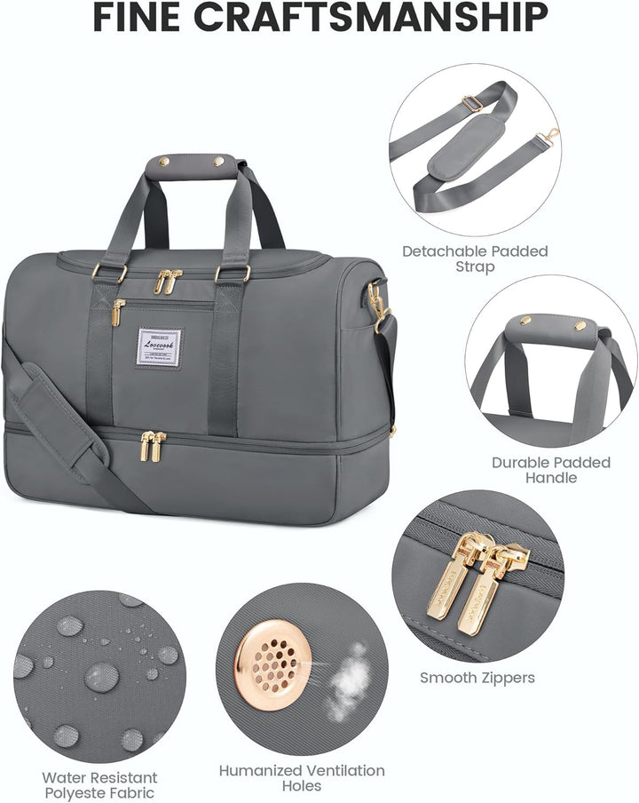 LOVEVOOK Sporttasche Reisetasche Damen, Weekender Travel Bag mit Kulturtasche, Schuhfach & Nassfach,