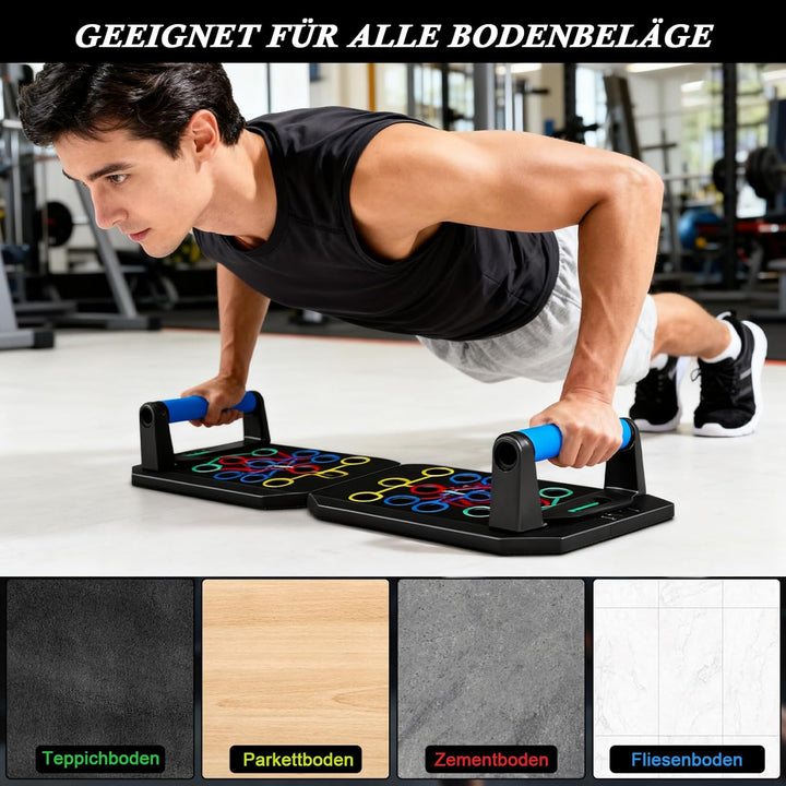 Liegestützgriffe, Liegestützbrett Set mit Widerstandsseil, Faltbares Multifunktions Liegestützbrett,