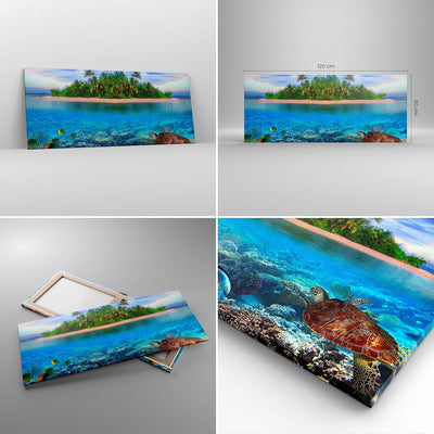 Wandbilder Dekoration Wohnzimmer Strand lagune wasser ozean Panorama Bilder auf Leinwand 120x50cm Le