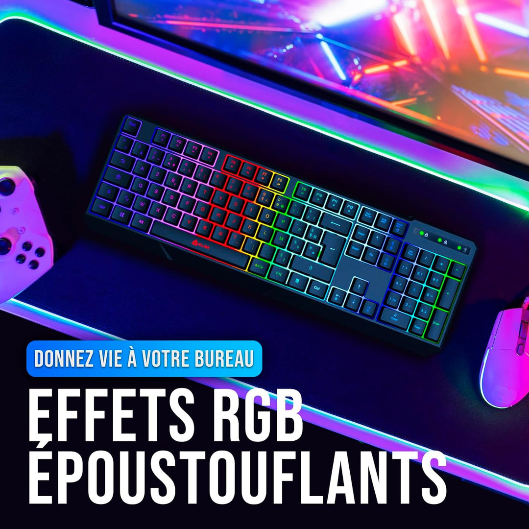 KLIM Chroma Tastatur Gamer AZERTY Wireless - French Layout