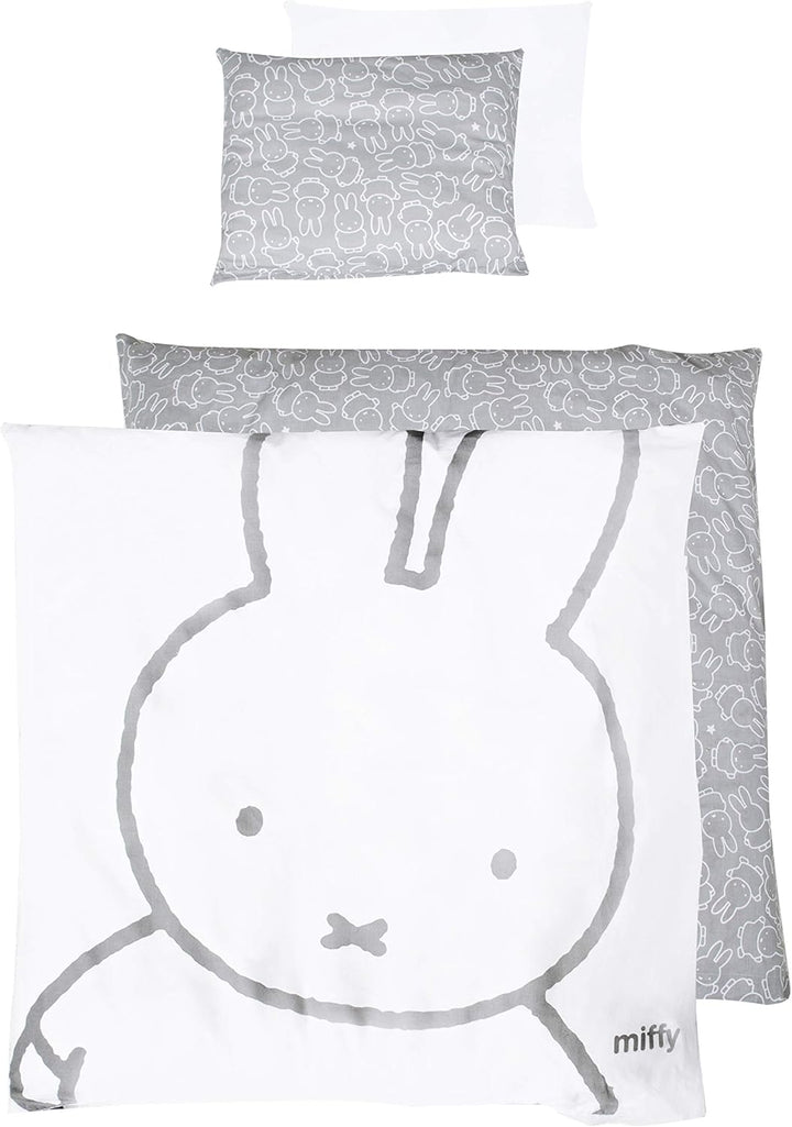 roba Babybettwäsche miffy 80 x 80 cm - Bettwäsche Set 2 teilig - Hasen Motiv - Baby Wendebettwäsche