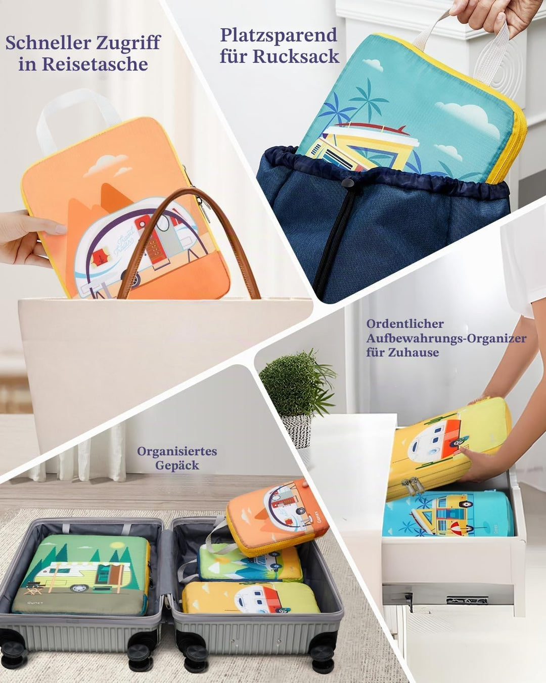 Gonex Compression Packing Cubes 6er Set, Gonex Kleidertaschen 6-teilig Verpackungswürfel, Kleidertas