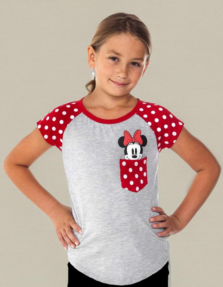 Disney Youth Girls Minnie Peeking Pocket Tee Grey X-Small
