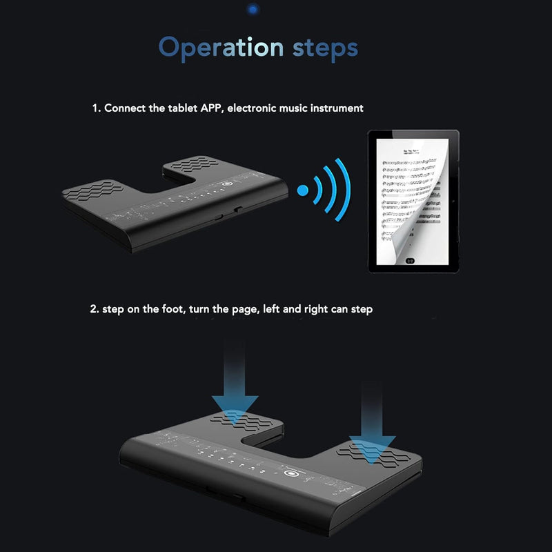 Kabelloses Seitenwender-Pedal für Tablets, Telefone, Wiederaufladbarer Bluetooth-Seitenwender mit La