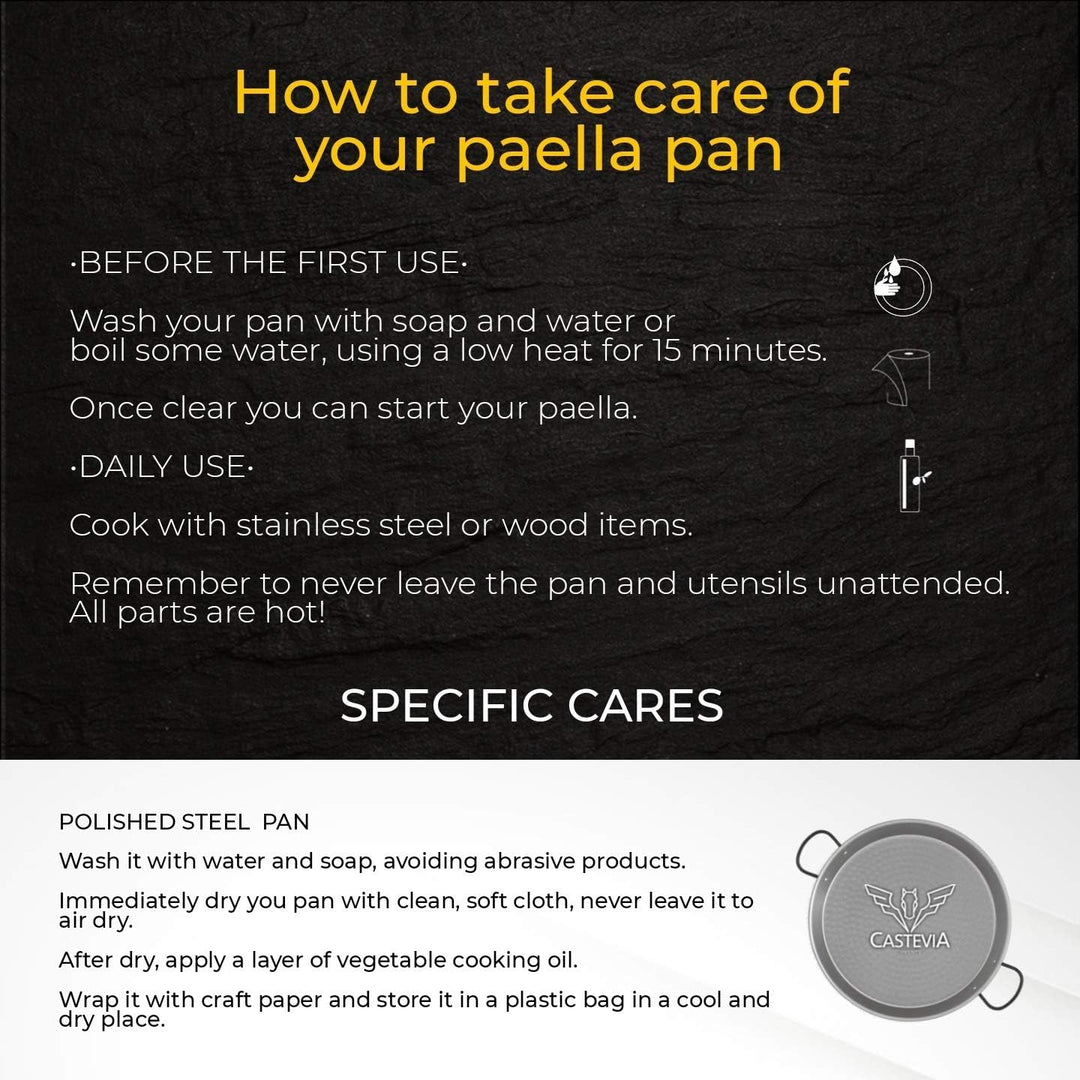 La Valenciana 55 cm, Stahl poliert Paella-Pfanne, Schwarz Ø 55 cm, Ø 55 cm