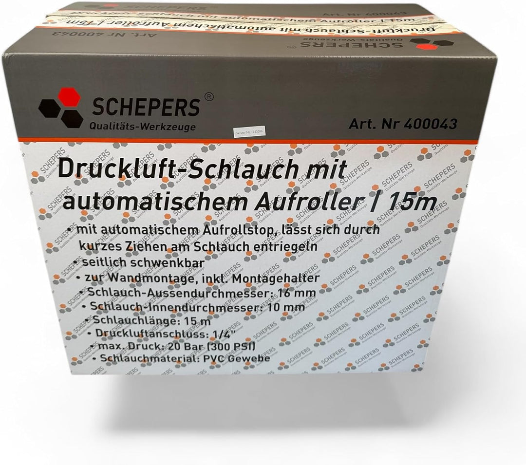 SWV 400043 Automatik Druckluftschlauch Schlauchtrommel 15m +1m