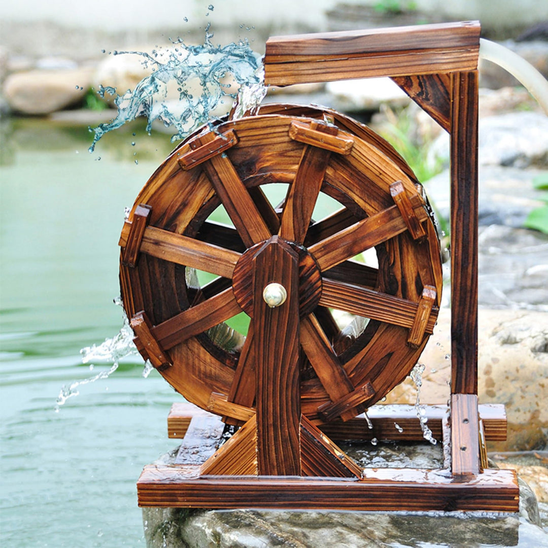 Holz Wasserrad Wasserspiel Springbrunnen Garten-Deko,Wassermühle Gartendekoration Wasserbrunnen Frei