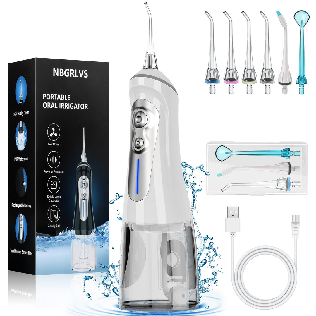 NBGRLVS Wasser-Zahnseide, kabellos, für Zahnreinigung, leistungsstarke Munddusche mit 6 einstellbare