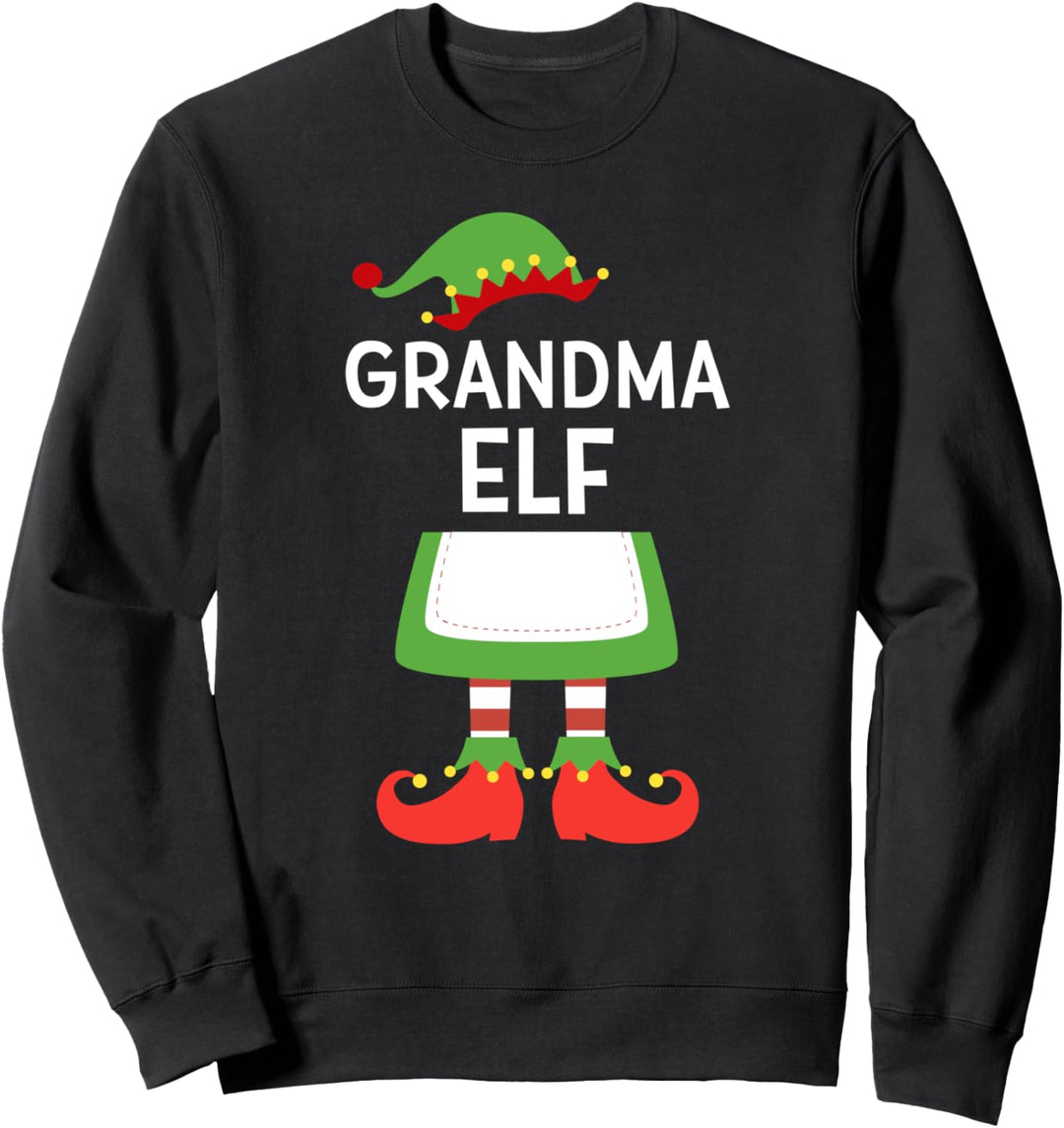 Grandma Elf Cute Matching Family Christmas Grandmother Apron Sweatshirt