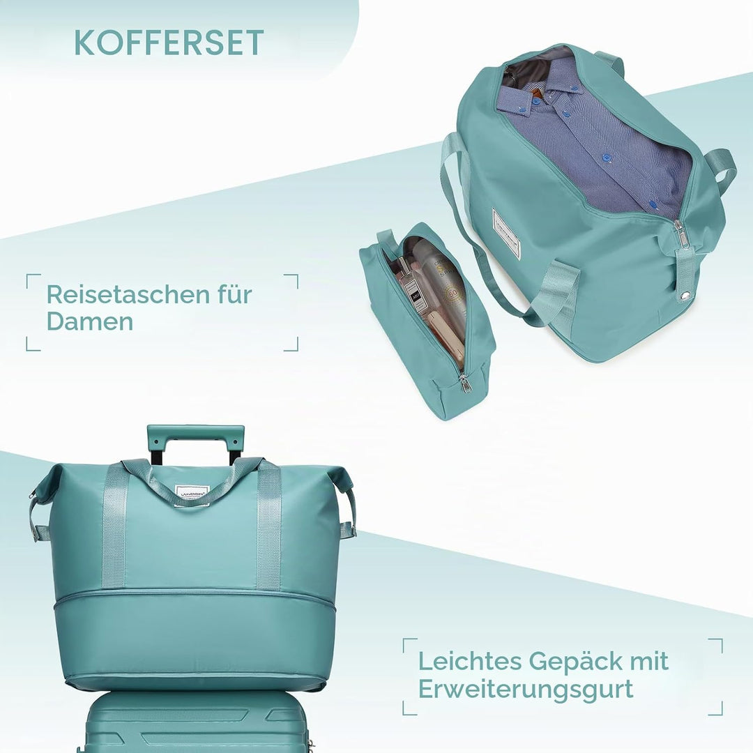 LARVENDER Kofferset 6 Teilig Hartschale Leicht ABS Erweiterbar Reisekoffer Haltbar Handgepäck Sets 4