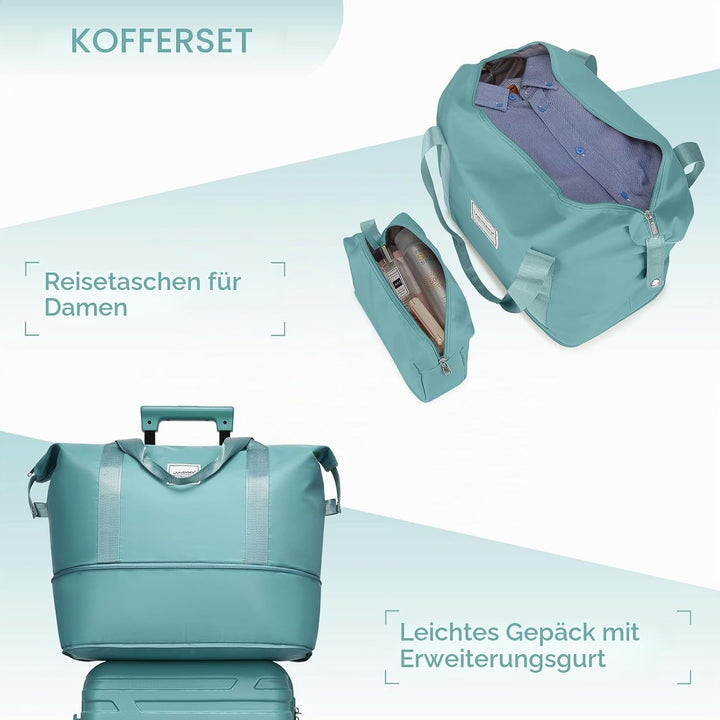 LARVENDER Kofferset 6 Teilig Hartschale Leicht ABS Erweiterbar Reisekoffer Haltbar Handgepäck Sets 4